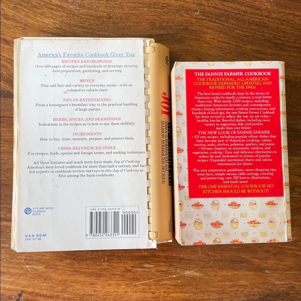 2 Vintage Cookbooks : Joy of Cooking + Fannie Farmer Cook Book